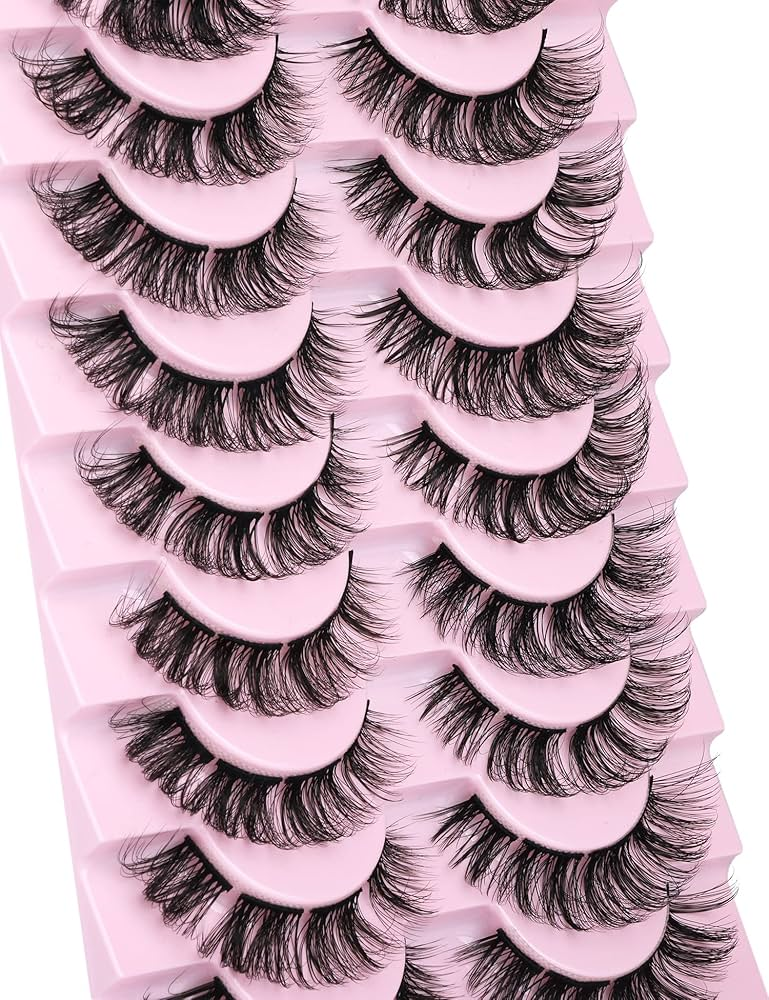 10 Pairs False Eyelashes 6D Super Fluffy Wispy Faux Mink Eyelashes Cat Eye Effect Dramatic Lashes Eyelash Extension Makeup