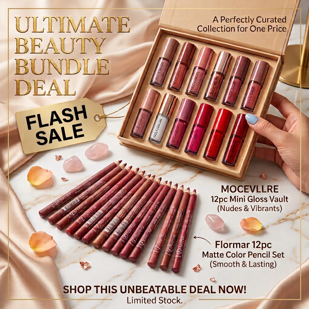 2-in-1 Flash Sale Bundle: 12pc Lip Gloss Vault & 12pc Matte Lip Pencil Set