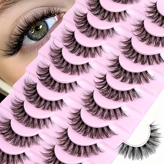10 Pairs False Eyelashes 6D Super Fluffy Wispy Faux Mink Eyelashes Cat Eye Effect Dramatic Lashes Eyelash Extension Makeup
