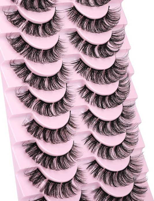 10 Pairs False Eyelashes 6D Super Fluffy Wispy Faux Mink Eyelashes Cat Eye Effect Dramatic Lashes Eyelash Extension Makeup
