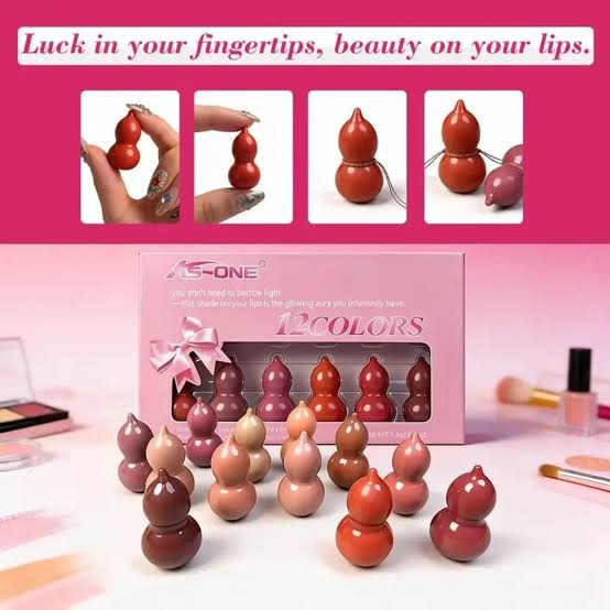 KS-One 12 Colors Mini Gourd Shape Lipstick Set, a viral, budget-friendly Korean-style capsule makeup collection.