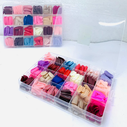 Colorful 576 PCS Fake Nails Acrylic Full Cover Ballet Tips Press-On Set with Free Glue