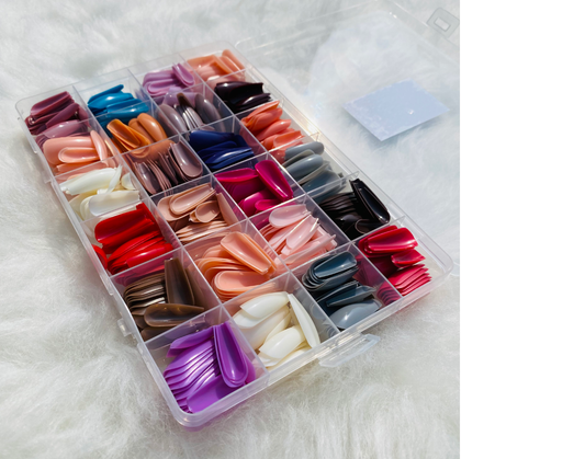 Colorful 576 PCS Fake Nails Acrylic Full Cover Ballet Tips Press-On Set with Free Glue