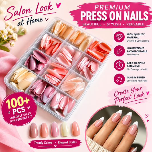 French Tip Nails 144 Pcs Nude Shades Box