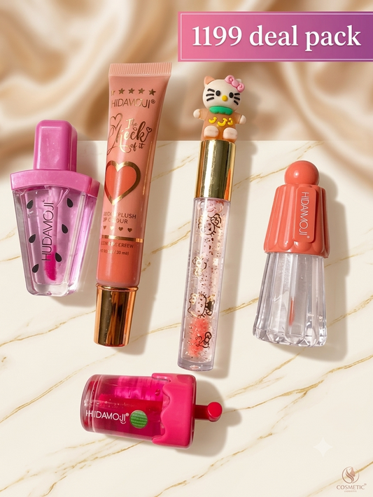5-Piece Glam Lip & Cheek Deal Pack – Glosses, Tints & Lip Balm Set