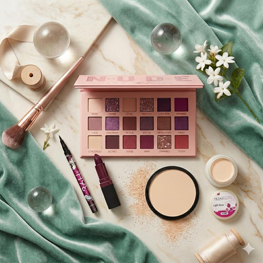 Glam Makeup Deal (Nude Kit + 36 Hr Eye Liner + Pan Cake + Handi Base + Lipstick)