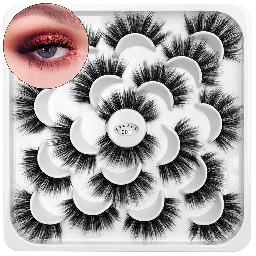 False Eyelashes -10 Pairs 6D Faux Lashes Pack - Lashes Mink Long Natural Look Reusable Fake Eyelashes Wispy Fluffy Cat Eye Soft
