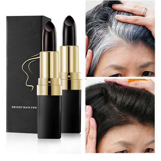 Lipstick Shape Hair Dye Pen Covering White Hair Disposable Color Stick - Black/Brown