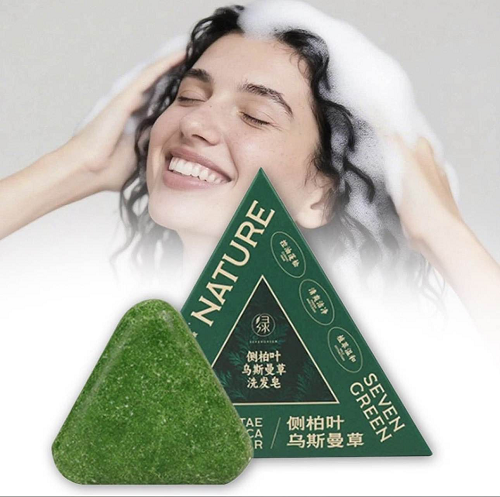 Nature Power Seven Green Shampoo Bar – Natural Herbal Hair Wash Soap for Strong, Soft & Shiny Hair