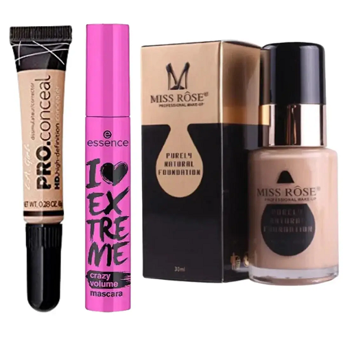 lawless Face Makeup Deal Box: Miss Rose Foundation, LA Girl Concealer & Essence Mascara