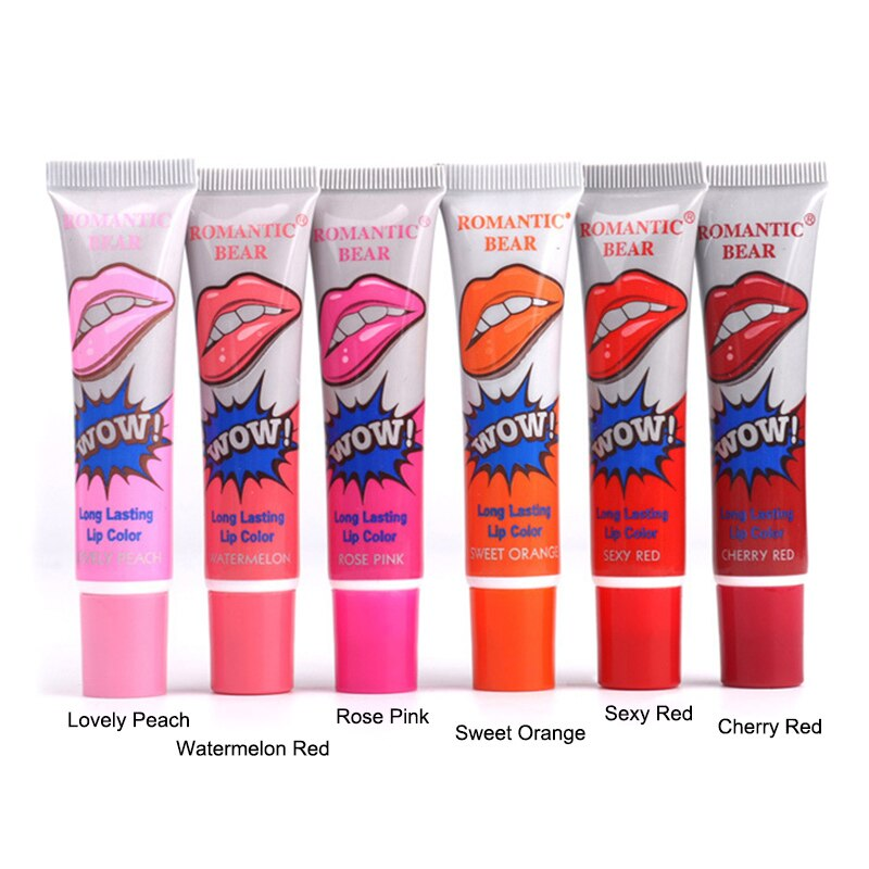 WOW 6pc Peel Off Lipstick Romantic Long Lasting Lip Gloss Waterproof Lip Tint Makeup Lip Gloss