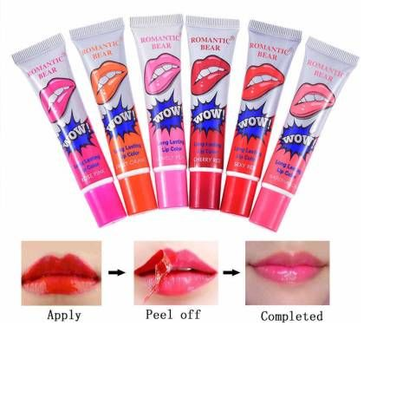 WOW 6pc Peel Off Lipstick Romantic Long Lasting Lip Gloss Waterproof Lip Tint Makeup Lip Gloss