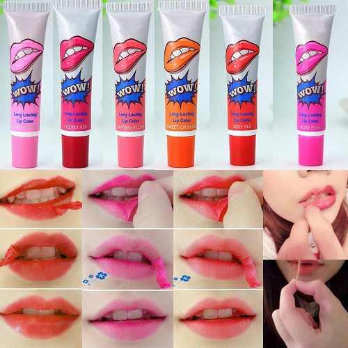 WOW 6pc Peel Off Lipstick Romantic Long Lasting Lip Gloss Waterproof Lip Tint Makeup Lip Gloss